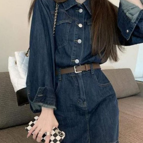 캐주얼 여성 데님 원피스 미니 여자 데님 원피스 스커트 - 상품 이미지