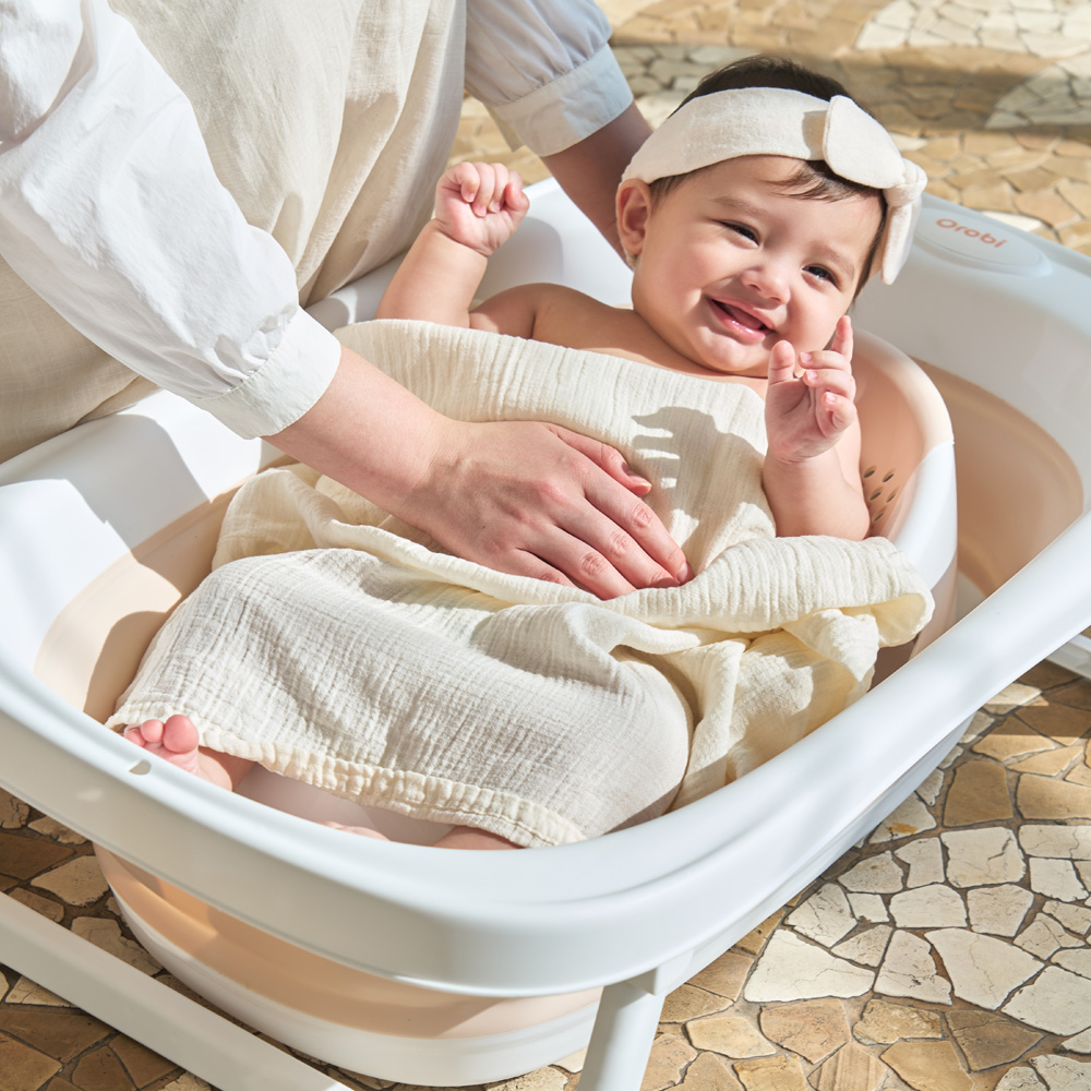 오로비 아기 싱크대 욕조 신생아 등받이 목욕 프림로즈핑크