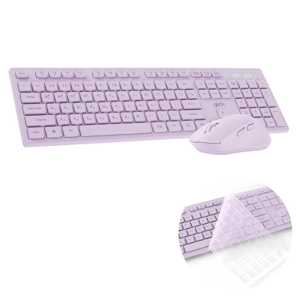 지클릭커 오피스프로 WMK10 인체공학 슬림 무소음 무선 키보드 마우스 세트 옐로우 - 상세 이미지 5