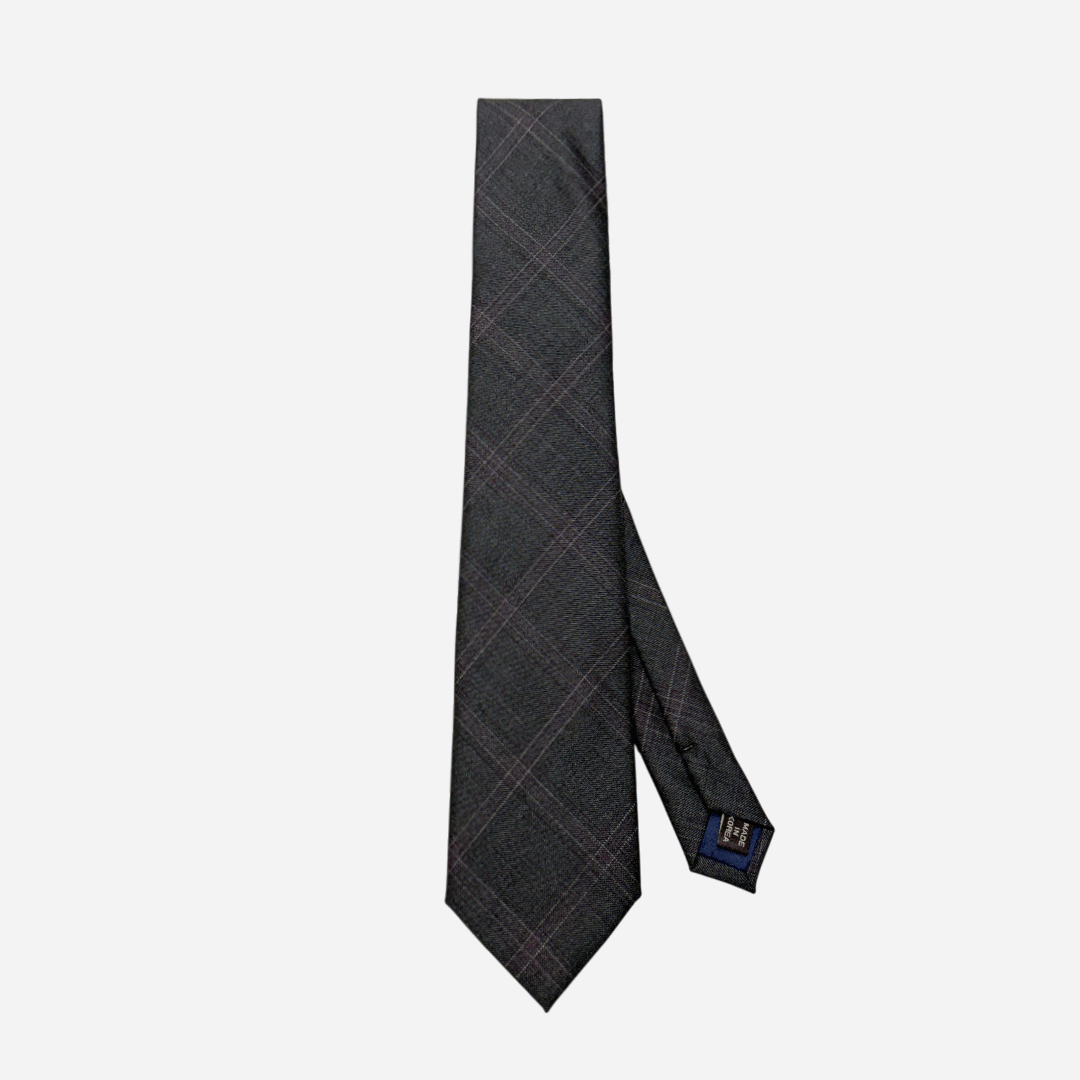 [해리슨테일러] 영국 SCABAL 스카발 핸드메이드 제작 넥타이 (charcoal purple soft windowpane check) - 상세 이미지 4