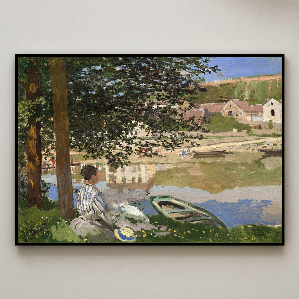 클로드 모네 인테리어 그림 액자 포스터 명화 River Scene at Bennecourt 1868 - 상세 이미지 3