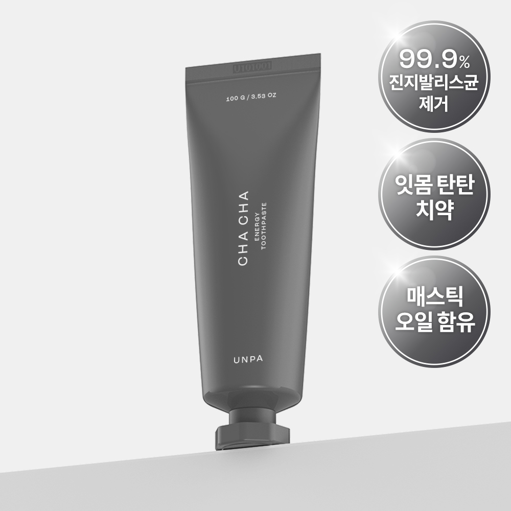 [잇몸균, 충치균 99.9% 제거] 언파 차차 에너지 잇몸치약 잇몸질환 예방 진지발리스균 99.9% 제거 100g, 1개 - 상품 이미지