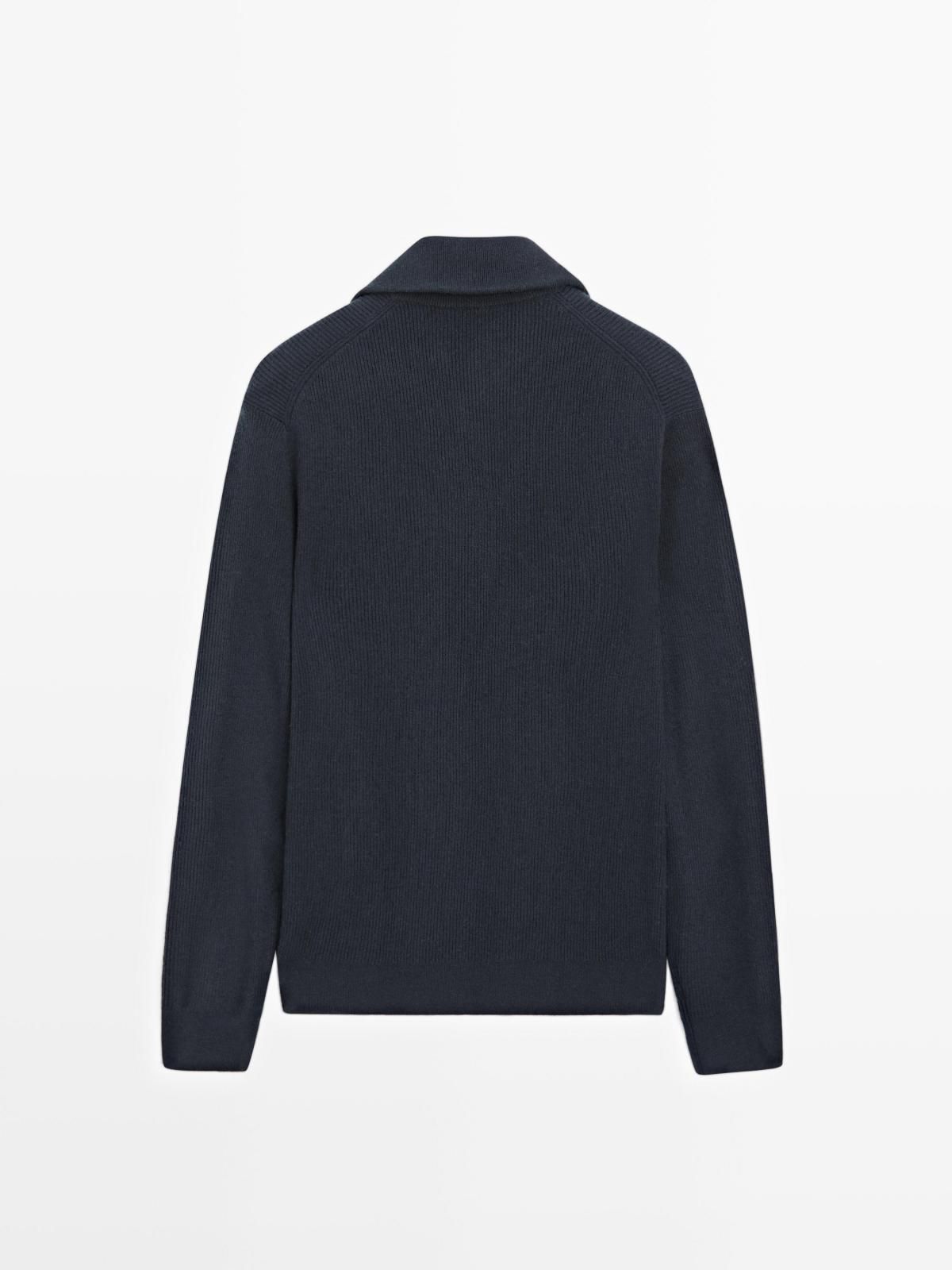 마시모두띠 울 블렌드 하프집업 니트 스웨터 1088/238 NAVY BLUE 이미지 7