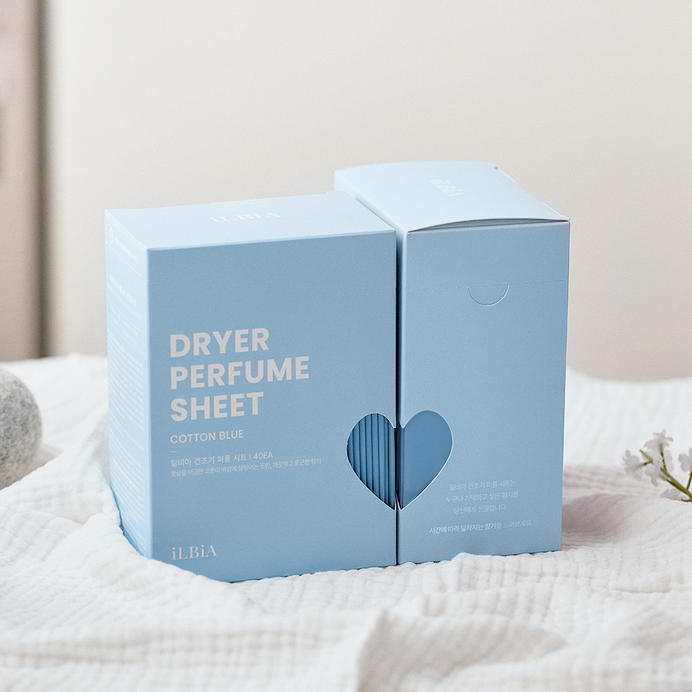 [누적판매 1,000만장] 일비아 퍼퓸 건조기 시트 섬유유연제 드라이 시트지 코튼블루, 40매, 2개 제품 이미지