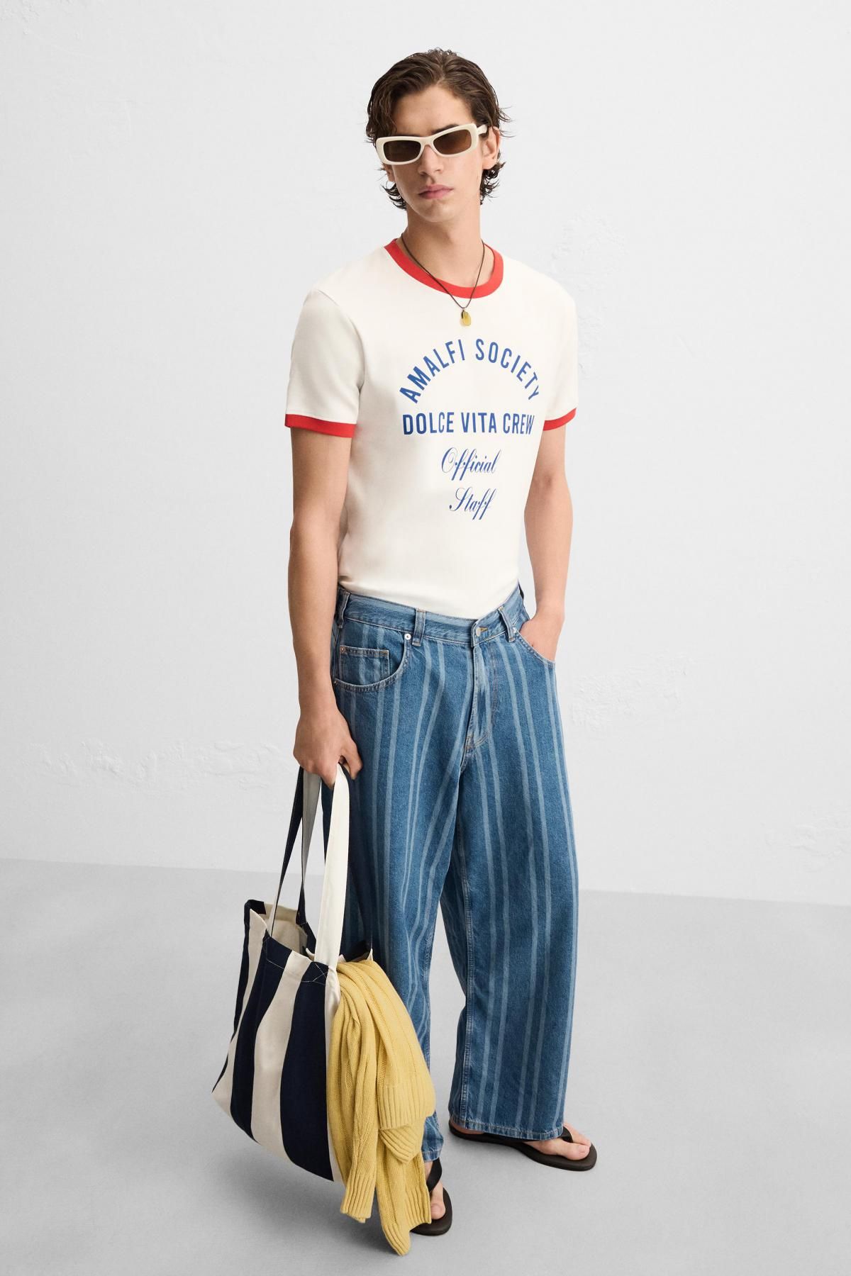 자라 스트라이프 캔버스 에코 토트백 WOVEN SHOPPER BAG 3306/620 BLUE - 상세 이미지 2