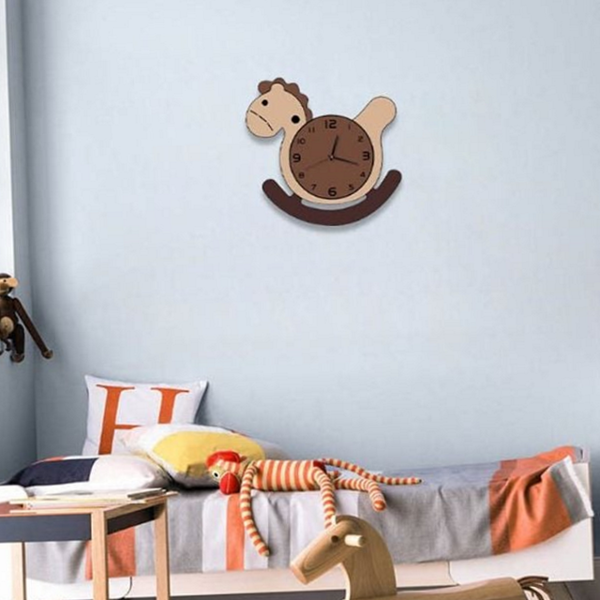 어린이 목마 벽 시계 무소음 저소음 벽 시계 아기방