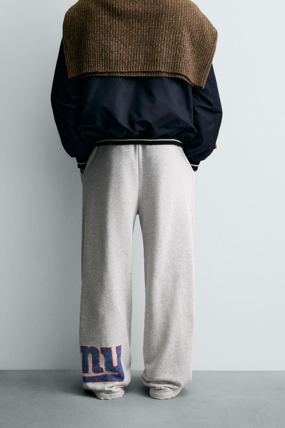 자라 NFL 그래픽 코튼 와이드 조거 팬츠 0962/523 GREY MARL - 상세 이미지 3