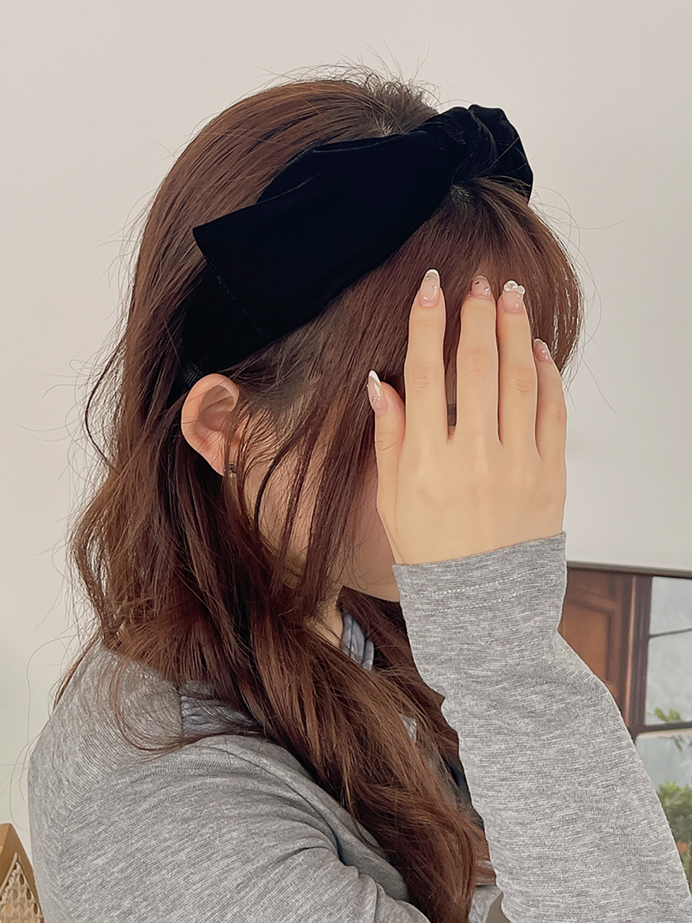 벨벳플랫리본머리띠 헤어밴드 벨벳머리띠 리본헤어밴드 헤어악세사리 - 상세 이미지 4