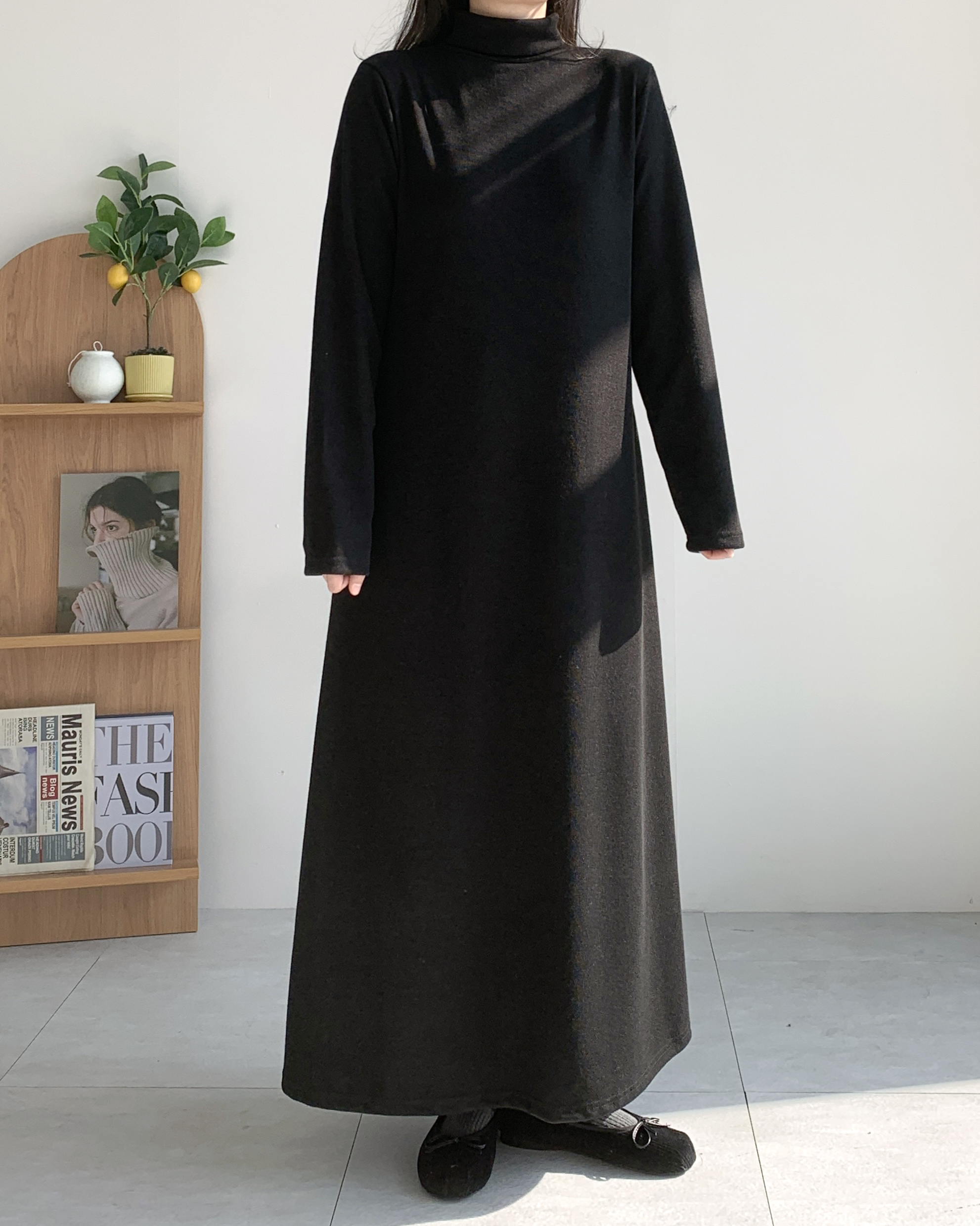 폴라원피스 맥시롱원피스 77사이즈 겨울원피스 이미지 8