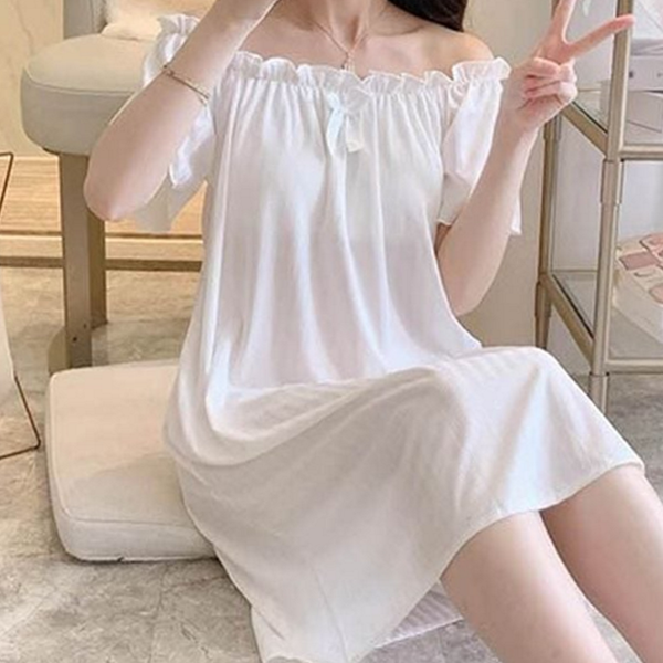 로맨틱 여성 잠옷 원피스 프릴 여자 잠옷 원피스 레이스 - 상품 이미지