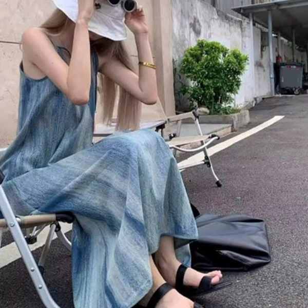 데일리 여성 민소매 원피스 휴양지 여름 롱 원피스 - 상품 이미지