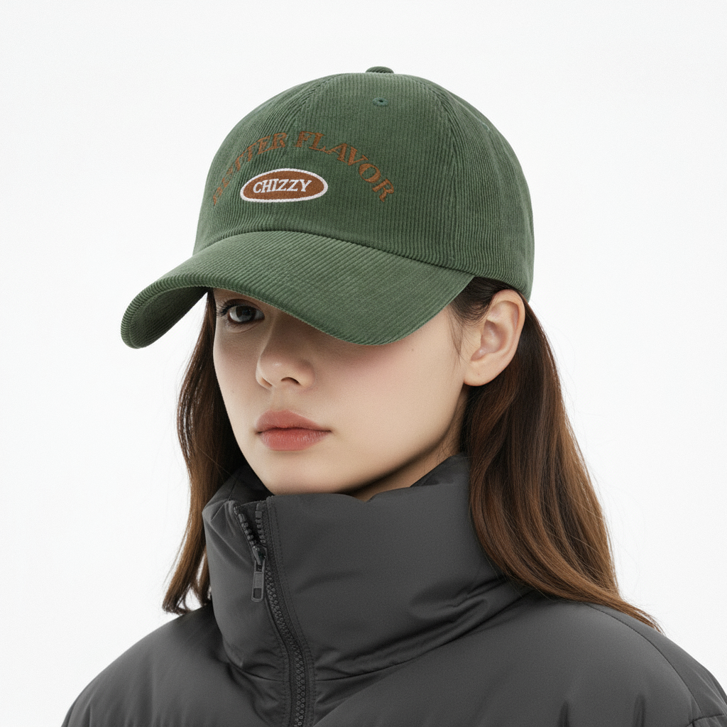 국내제작 CHIZZY로고 코듀로이 모자 여성 골덴 캡모자