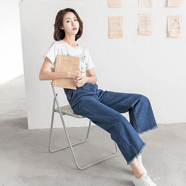 여자 통 청바지 와이드 여성 데님 팬츠 - 상품 이미지