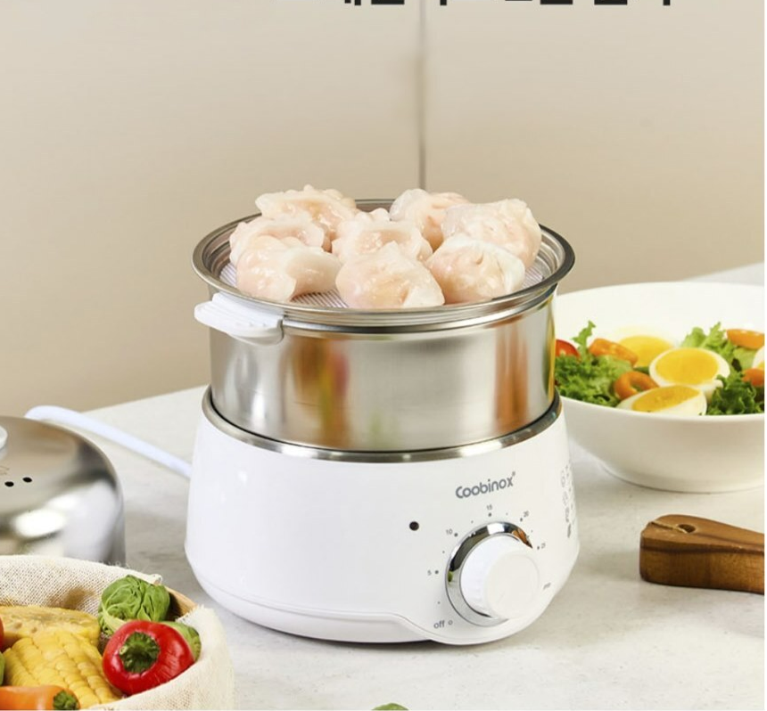 [Life모아] 304스텐 멀티 전기찜기 2단 알람형 미니쿠커