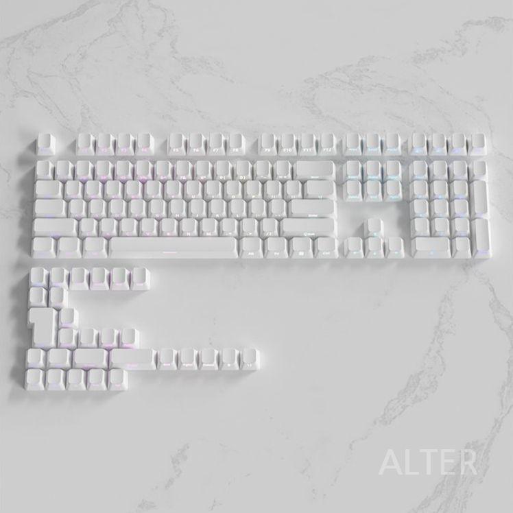화이트 키캡 PBT 키보드 130키 조약돌 여유 기계식 화이트 130키 - 상세 이미지 2