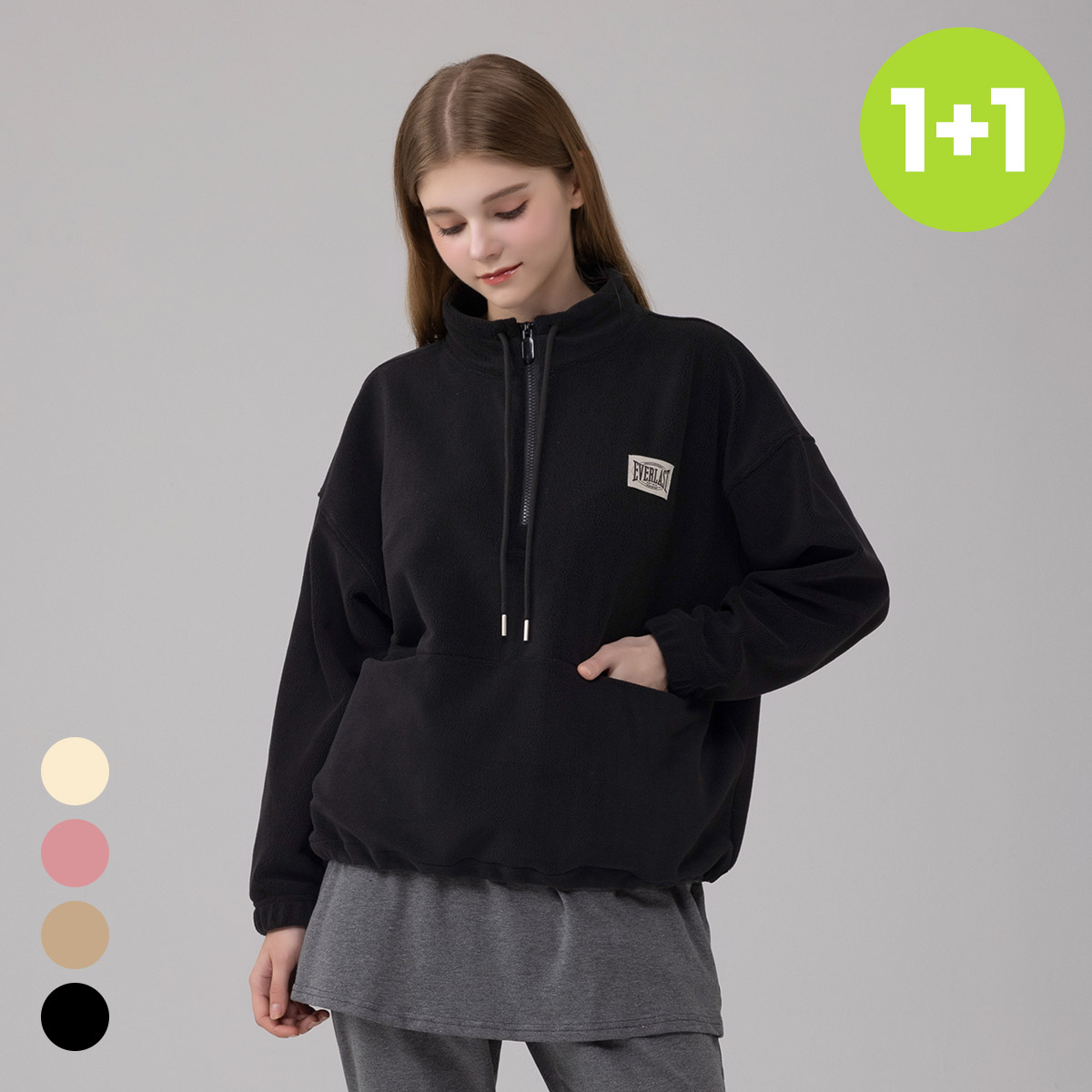 에버라스트 1+1 여성 플리스 하프 집업 티셔츠 제품 이미지