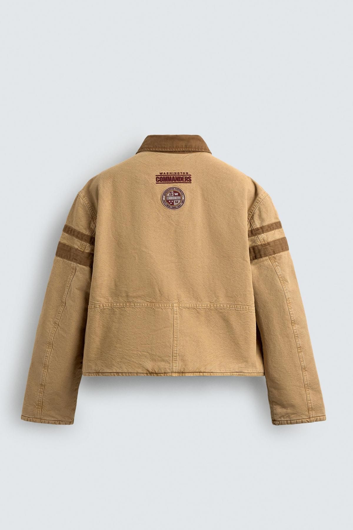 자라 빈티지 워싱 NFL 패치 크롭 재킷 4302/338 CAMEL 이미지 8