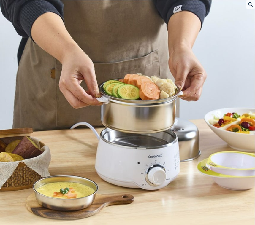 [Life모아] 304스텐 멀티 전기찜기 2단 알람형 미니쿠커