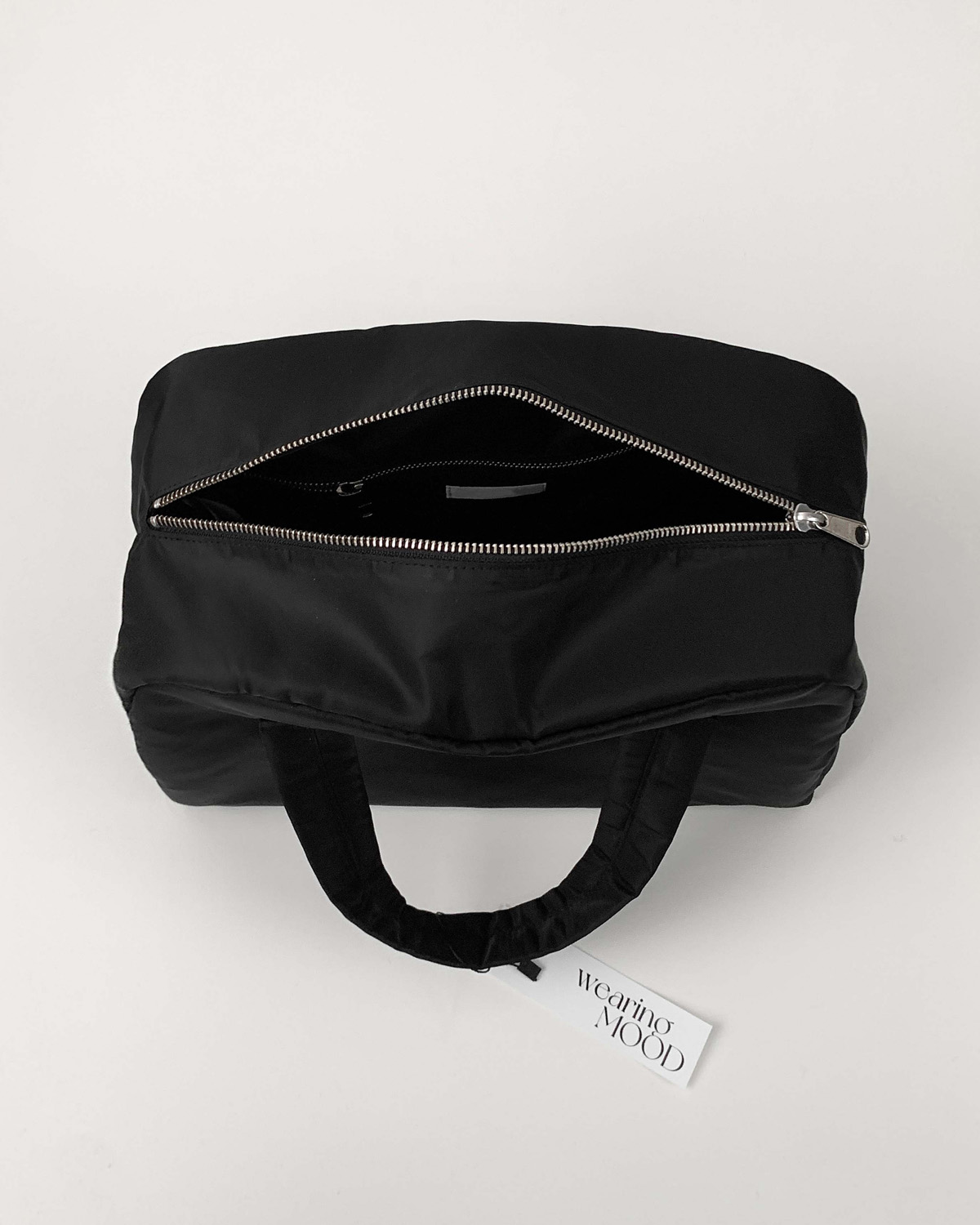 [당일발송] 나일론 보스턴백 가벼운 스퀘어 토트백 보부상백 웨어링무드 (블랙)