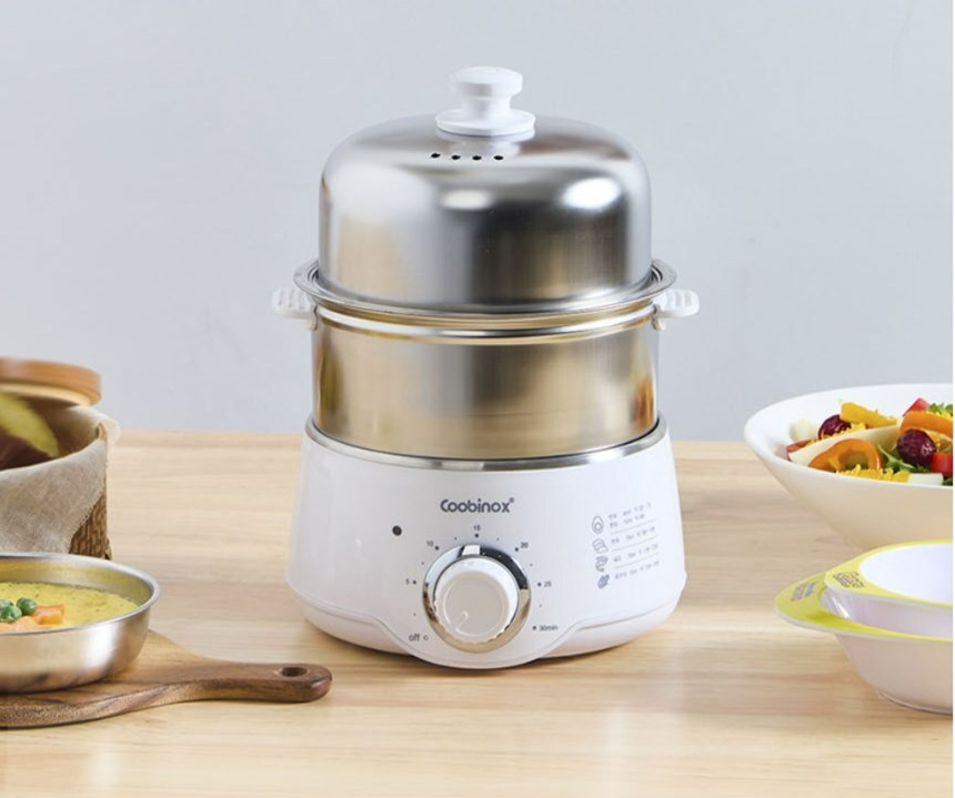 [Life모아] 304스텐 멀티 전기찜기 2단 알람형 미니쿠커