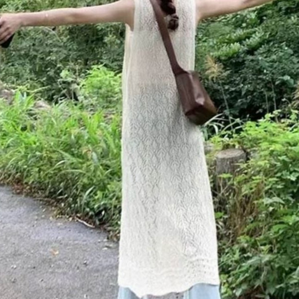 레이어드 여성 롱 조끼 시스루 여성 트임 조끼 베스트 - 상품 이미지