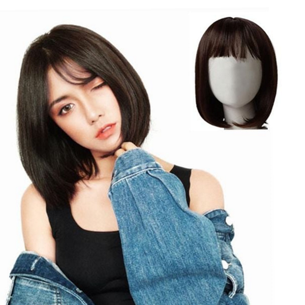일자 여자 단발 가발 통가발 여성 앞머리 가발 - 상품 이미지