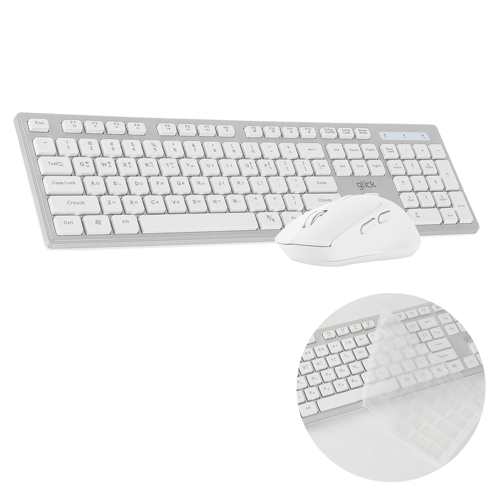 지클릭커 오피스프로 WMK10 인체공학 슬림 무소음 무선 키보드 마우스 세트 스카이블루 이미지 6