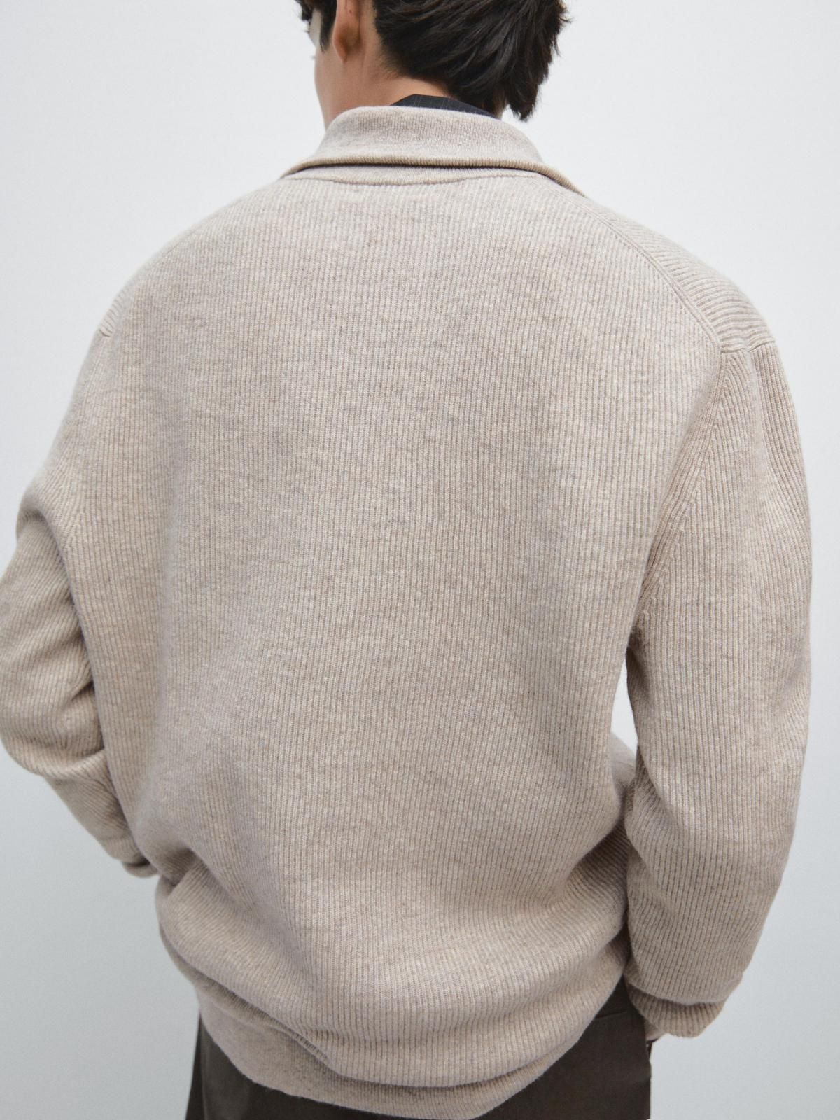 마시모두띠 울 혼방 모크넥 집업 니트 스웨터 1088/238 SAND BROWN - 상세 이미지 4