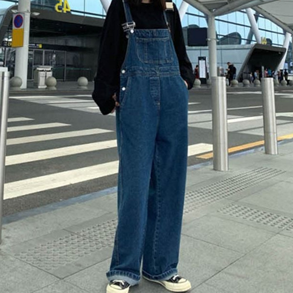 데일리 여자 멜빵 바지 작업복 여성 데님 멜빵 - 상품 이미지