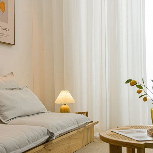 차르르 쉬폰 커튼 린넨 나비 주름 커튼 화이트