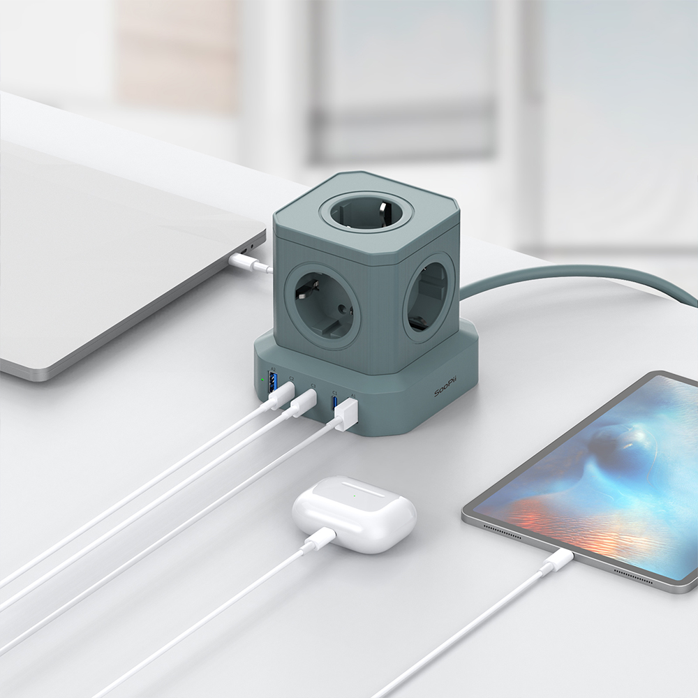 N배송 65W 노트북 초고속 고용량 밀리터리 캠핑 큐브 USB 멀티탭 5구, 2m, 1개 이미지 8