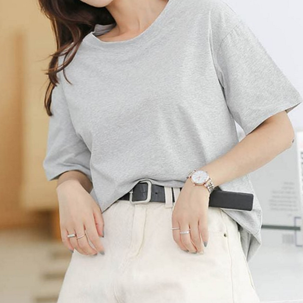 루즈핏 노브라 반팔 티셔츠 데일리 여성 라운드 티셔츠 - 상품 이미지