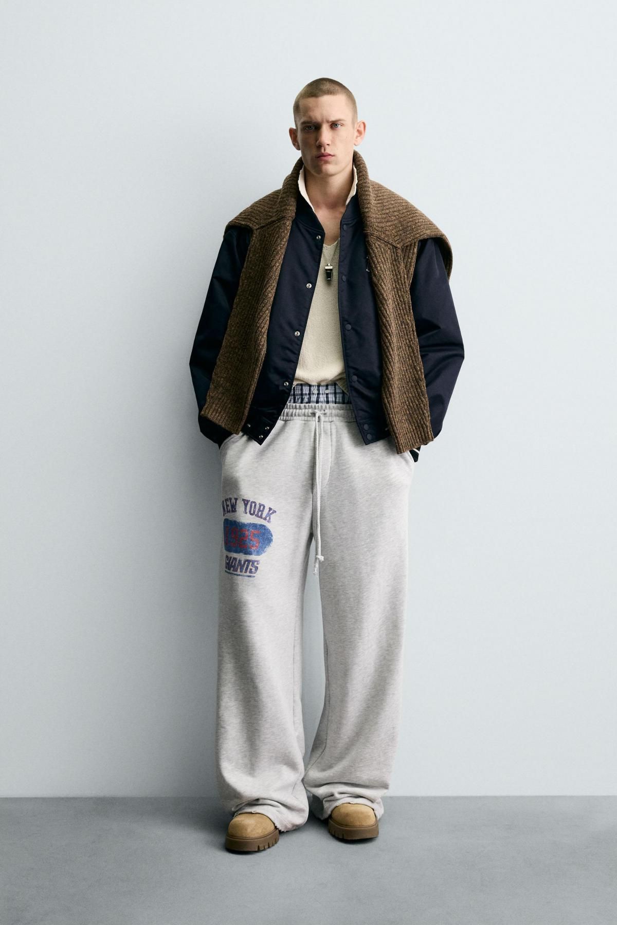 자라 NFL 그래픽 코튼 와이드 조거 팬츠 0962/523 GREY MARL - 상세 이미지 2