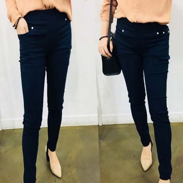 베이직 여성 데일리 팬츠 스판 여자 데일리 바지 - 상품 이미지