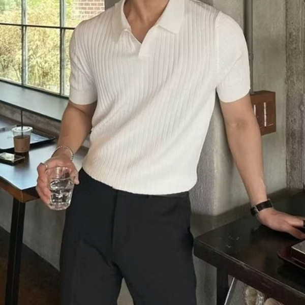 데일리 남성 반팔 니트 라운지 남자 반팔 니트 티셔츠 - 상품 이미지