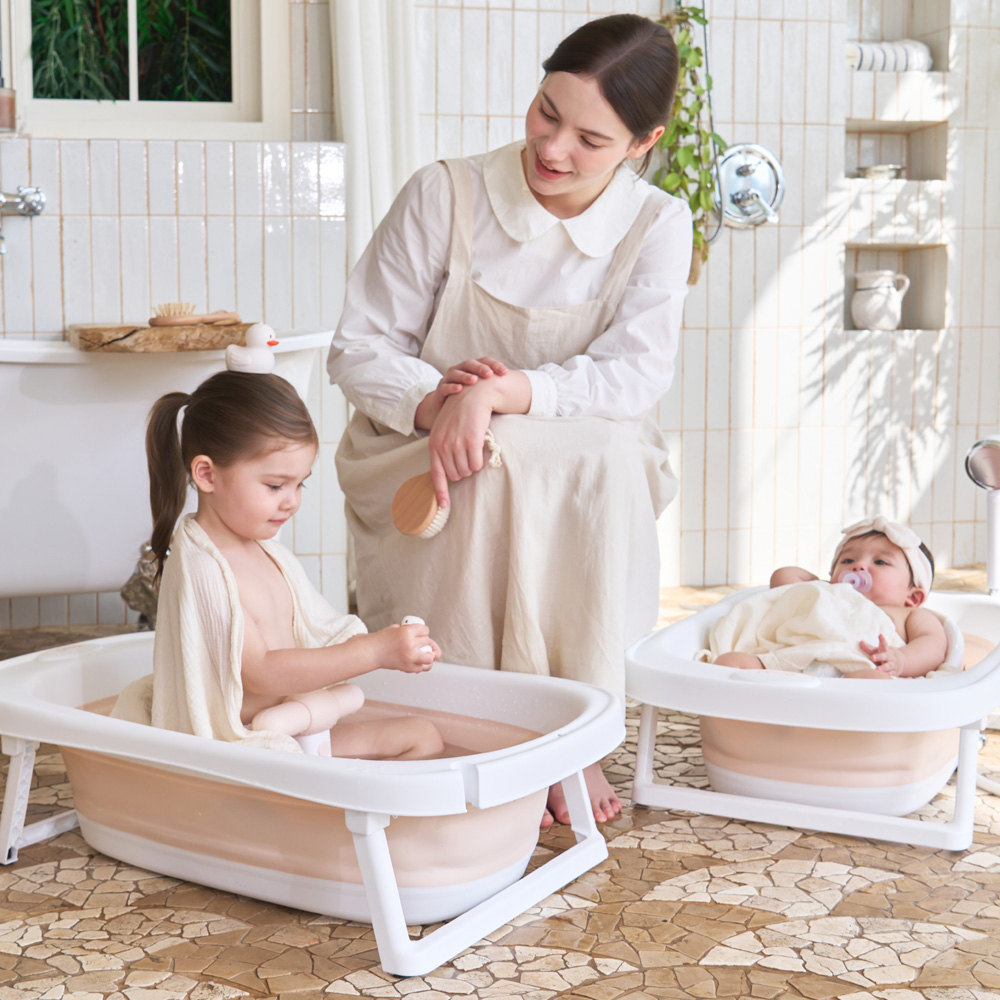 오로비 아기욕조 유아욕조 2종 접이식 등받이 신생아 목욕 프림로즈핑크