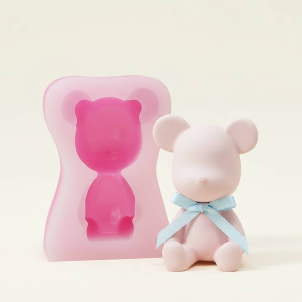 마당에 앉은 곰돌이 2D 실리콘 몰드 이미지 6