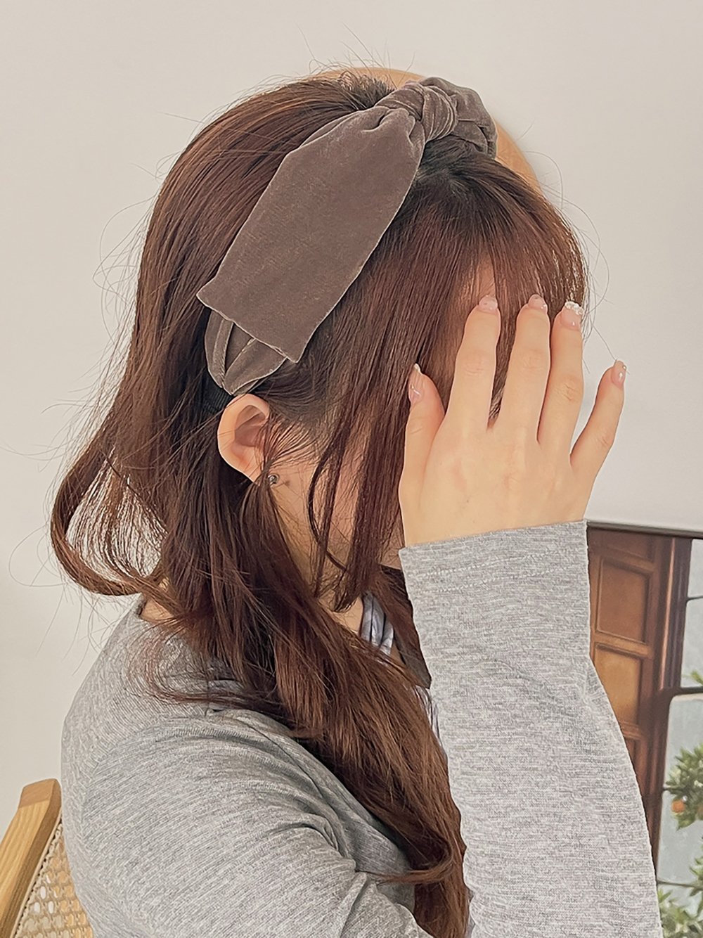벨벳플랫리본머리띠 헤어밴드 벨벳머리띠 리본헤어밴드 헤어악세사리 - 상세 이미지 3