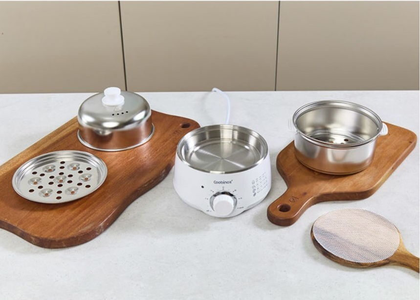 [Life모아] 304스텐 멀티 전기찜기 2단 알람형 미니쿠커