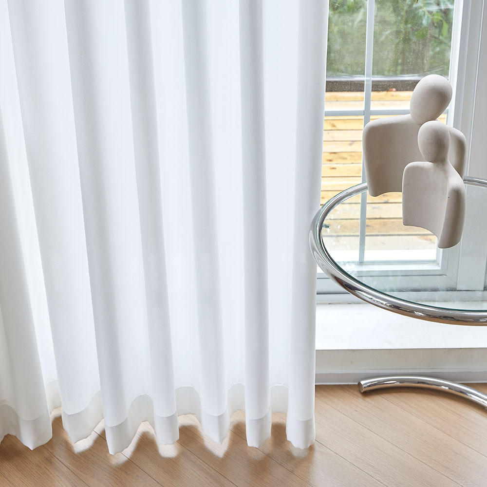 사라하우스 비침없는 밀크화이트 쉬폰 차르르 커튼 봉집형 속커튼 130cm