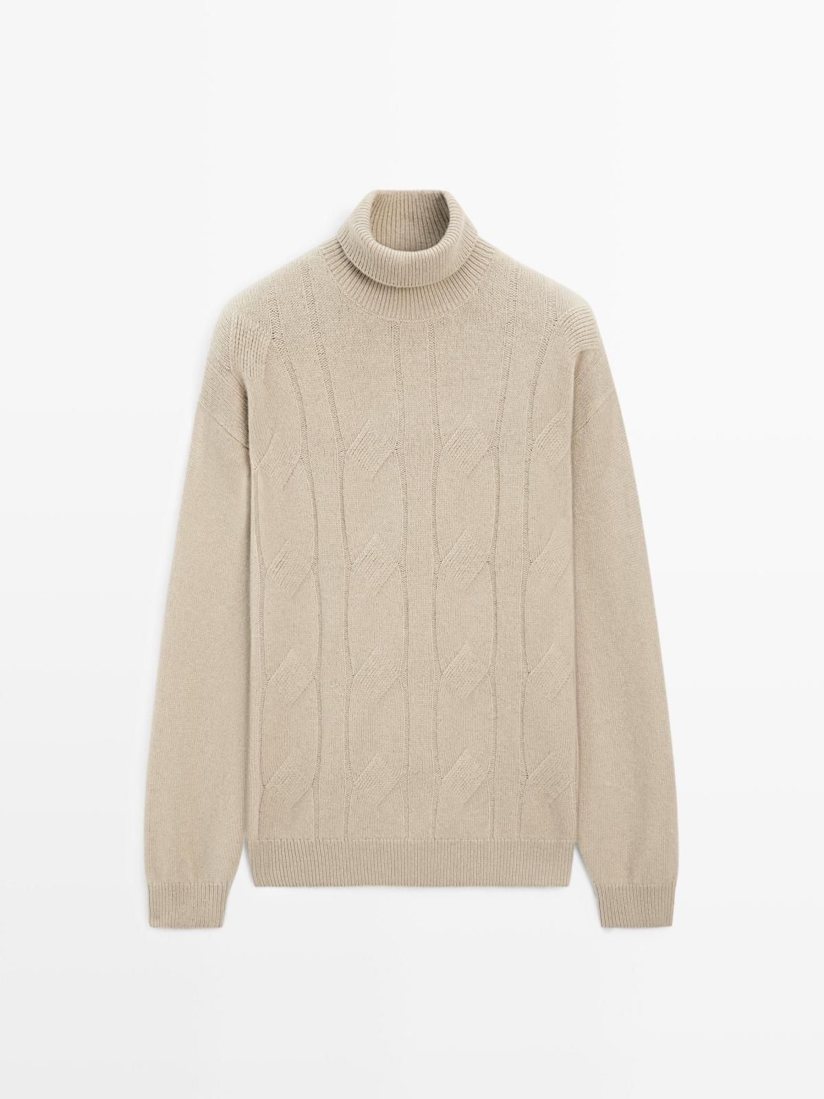 마시모두띠 울블렌드 터틀넥 케이블 니트 스웨터 1152/233 BEIGE - 상품 이미지