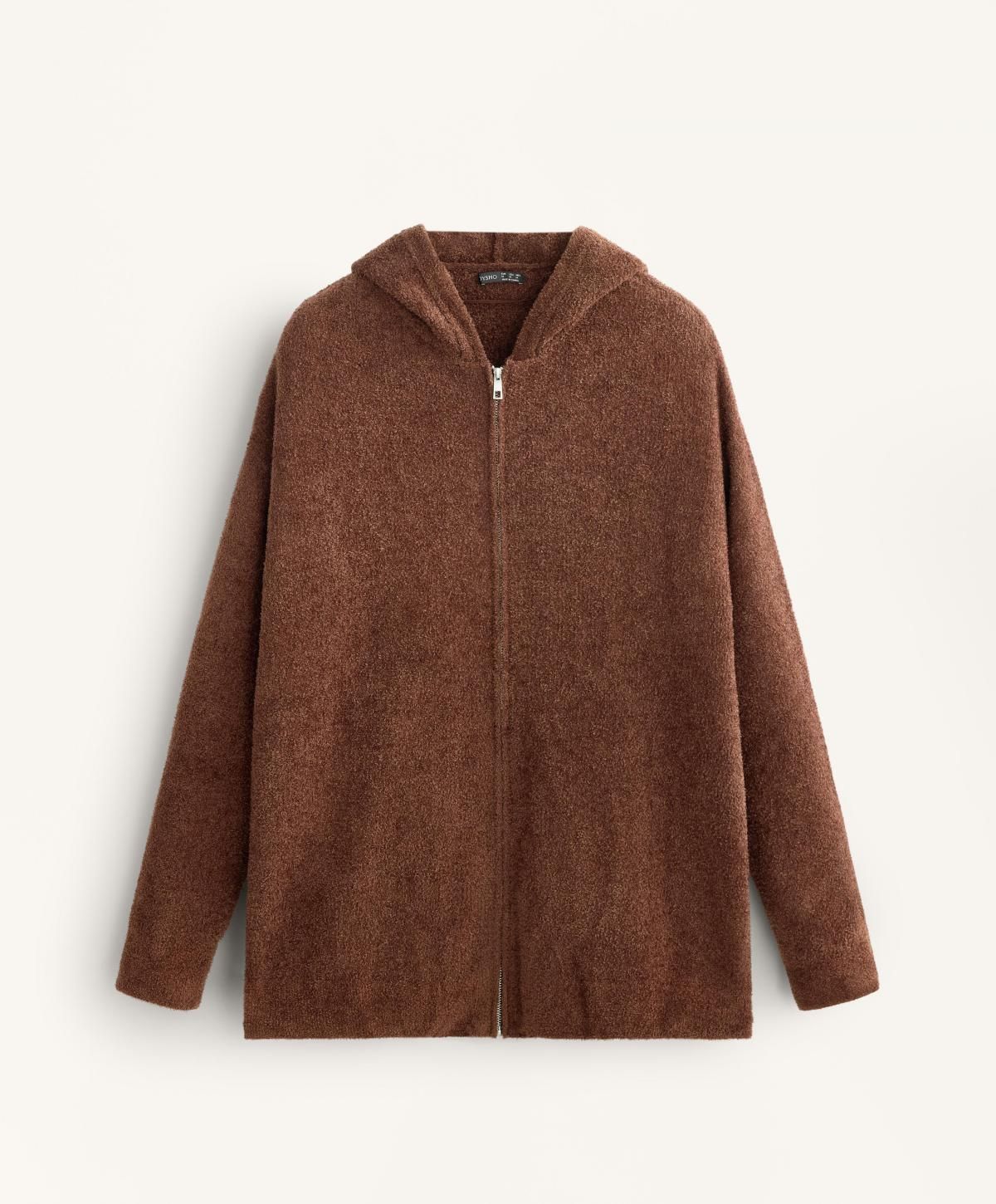 오이쇼 청키 셔닐 후드 집업 재킷 브라운 1784/793 COGNAC - 상품 이미지
