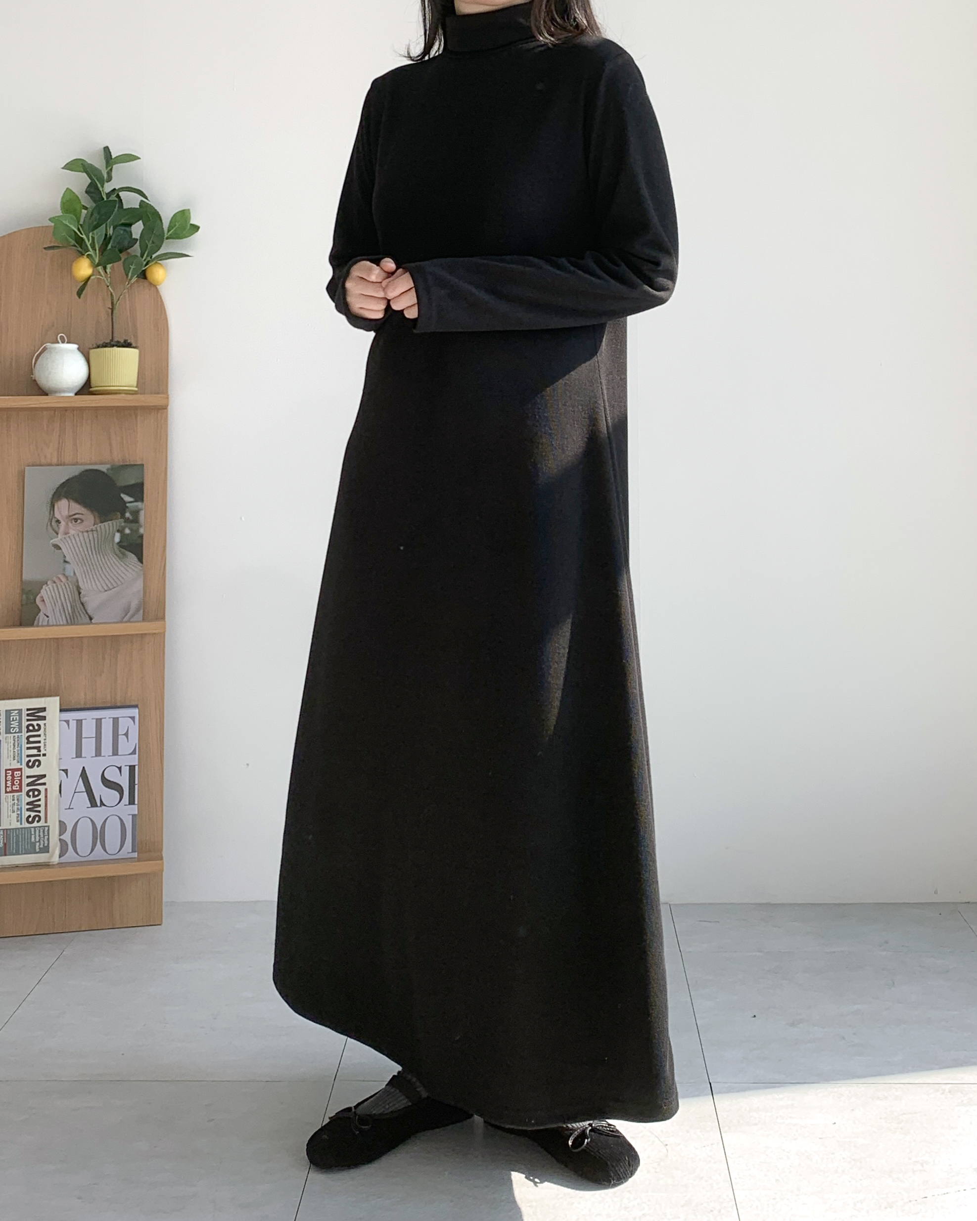 폴라원피스 맥시롱원피스 77사이즈 겨울원피스 이미지 7