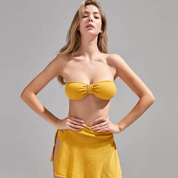 체형커버 여자 비키니 수영복 홀터넥 여성 비키니 쓰리피스 - 상품 이미지