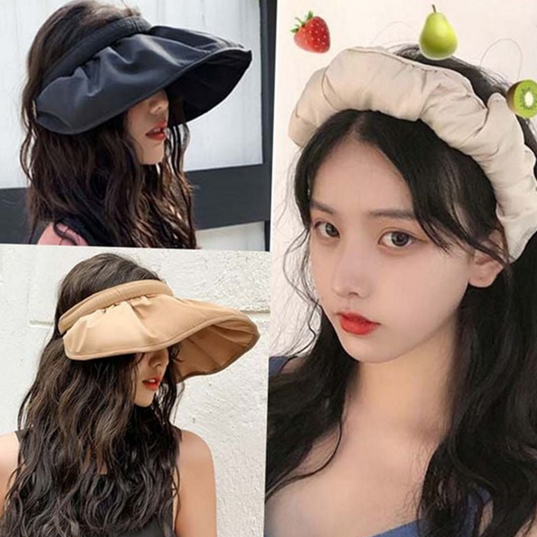 넓은 여자 썬 캡 헤어밴드 여성 썬 캡 돌돌이 - 상품 이미지