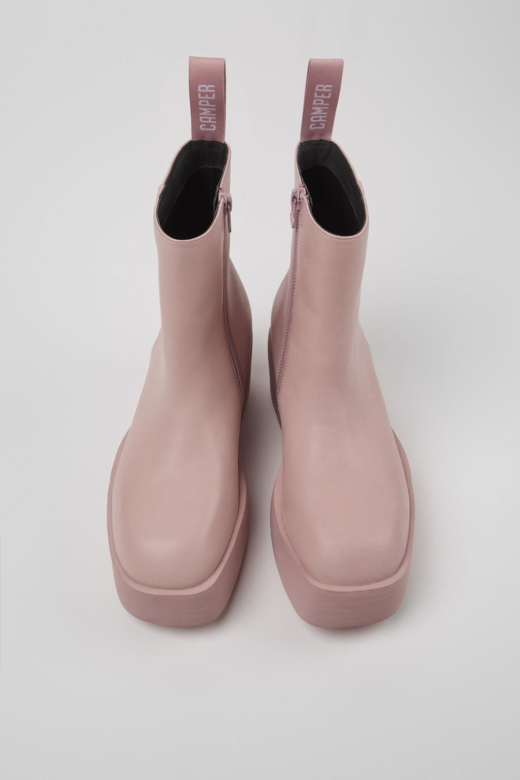 캠퍼 플랫폼 핑크 레더 앵클부츠 Billie K400754-001 PINK - 상세 이미지 4