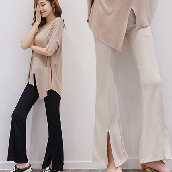 여자 나팔 바지 슬랙스 여성 밴딩 팬츠 - 상품 이미지