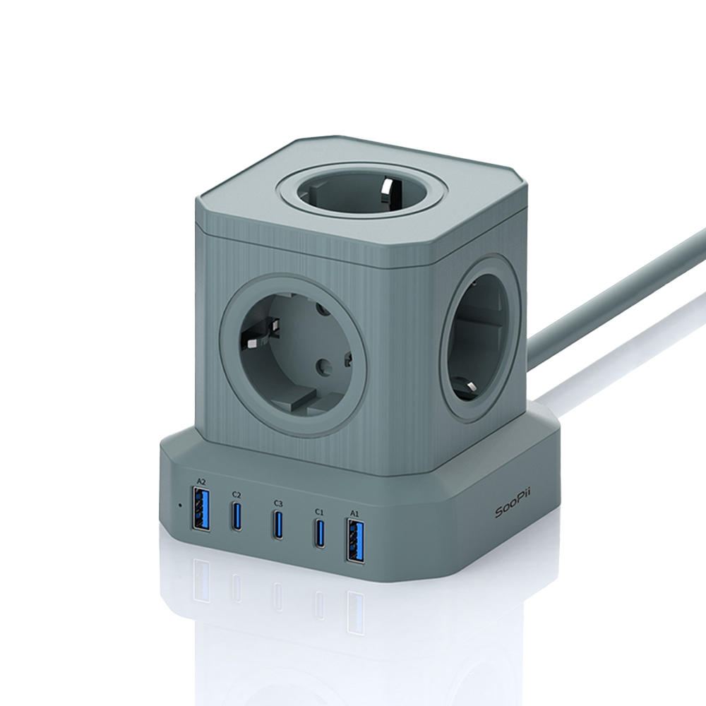 N배송 65W 노트북 초고속 고용량 밀리터리 캠핑 큐브 USB 멀티탭 5구, 2m, 1개 - 상세 이미지 2