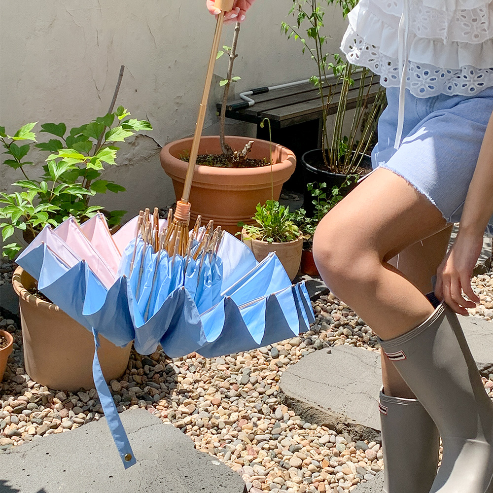 2개세트 드므르 우양산 튼튼한 3단 양산 예쁜 암막 접이식 블루+블루