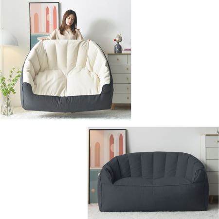 거실 원룸 인테리어 집 꾸미기 2인 넓은 쿠션 빈백 소파 (그레이 회색)